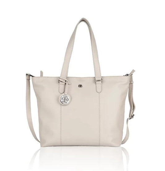 Ledershopper in Beige mit Reißverschluss - leder-accessoires.com