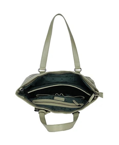 Ledershopper in Olive mit Reißverschluss - leder-accessoires.com