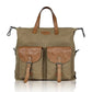 Shopper|Rucksack aus Leder|Canvas in Beige|Braun mit Kurzgriff