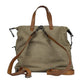 Shopper|Rucksack aus Leder|Canvas in Beige|Braun mit Kurzgriff