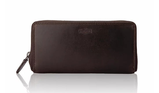 Langbörse aus Leder in Braun mit Rundumreißverschluss - leder-accessoires.com