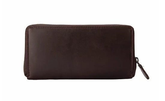 Langbörse aus Leder in Braun mit Rundumreißverschluss - leder-accessoires.com