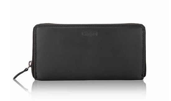 Langbörse aus Leder in Schwarz mit Rundumreißverschluss - leder-accessoires.com