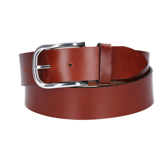 Hochwertiger Ledergürtel 40mm in Cognac mit Schließe satiniert - leder-accessoires.com