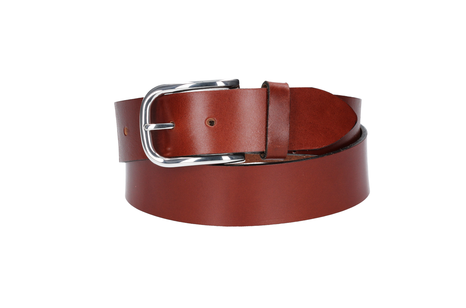 Hochwertiger Ledergürtel 40mm in Cognac mit Schließe satiniert - leder-accessoires.com