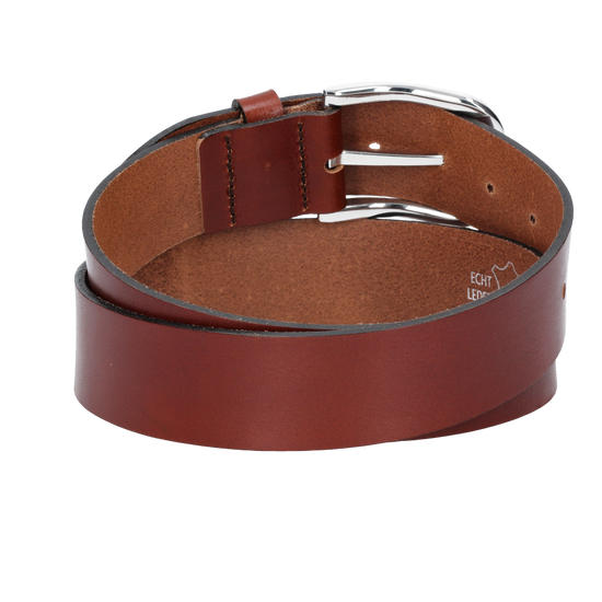 Hochwertiger Ledergürtel 40mm in Cognac mit Schließe satiniert - leder-accessoires.com