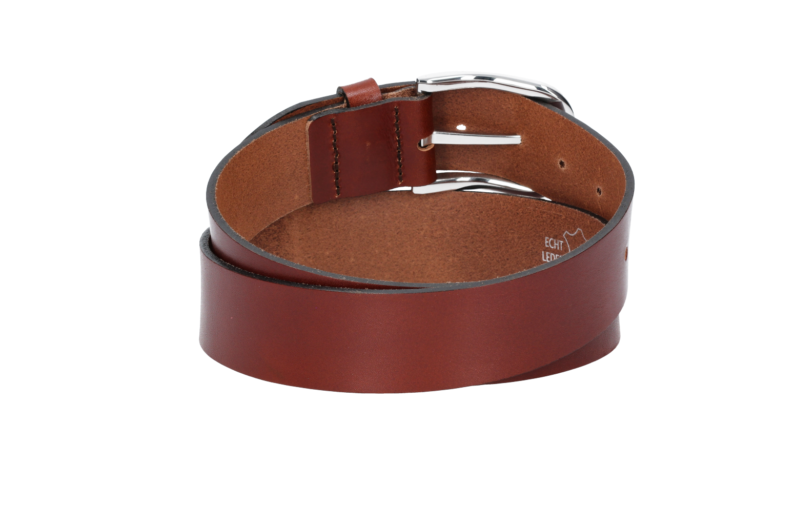 Hochwertiger Ledergürtel 40mm in Cognac mit Schließe satiniert - leder-accessoires.com