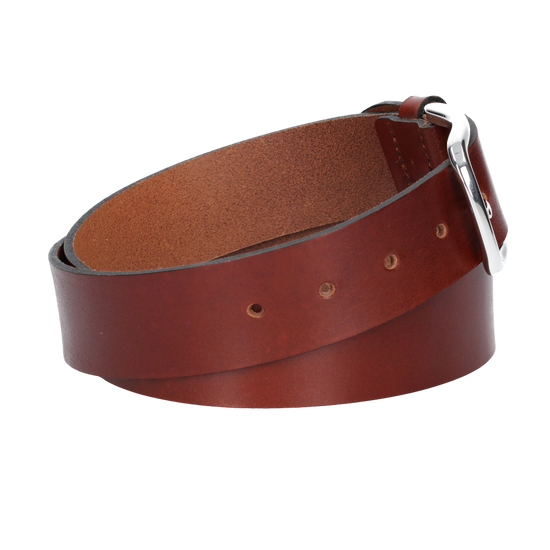 Hochwertiger Ledergürtel 40mm in Cognac mit Schließe satiniert - leder-accessoires.com