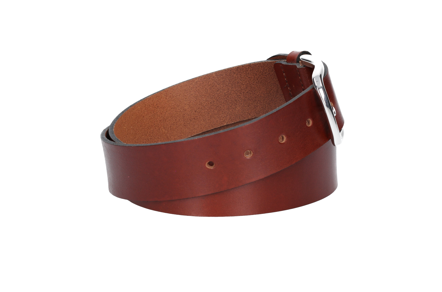 Hochwertiger Ledergürtel 40mm in Cognac mit Schließe satiniert - leder-accessoires.com