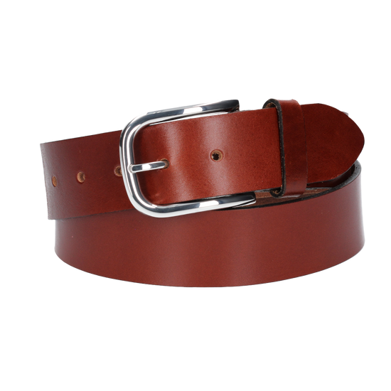 Hochwertiger Ledergürtel 40mm in Cognac mit Schließe satiniert - leder-accessoires.com