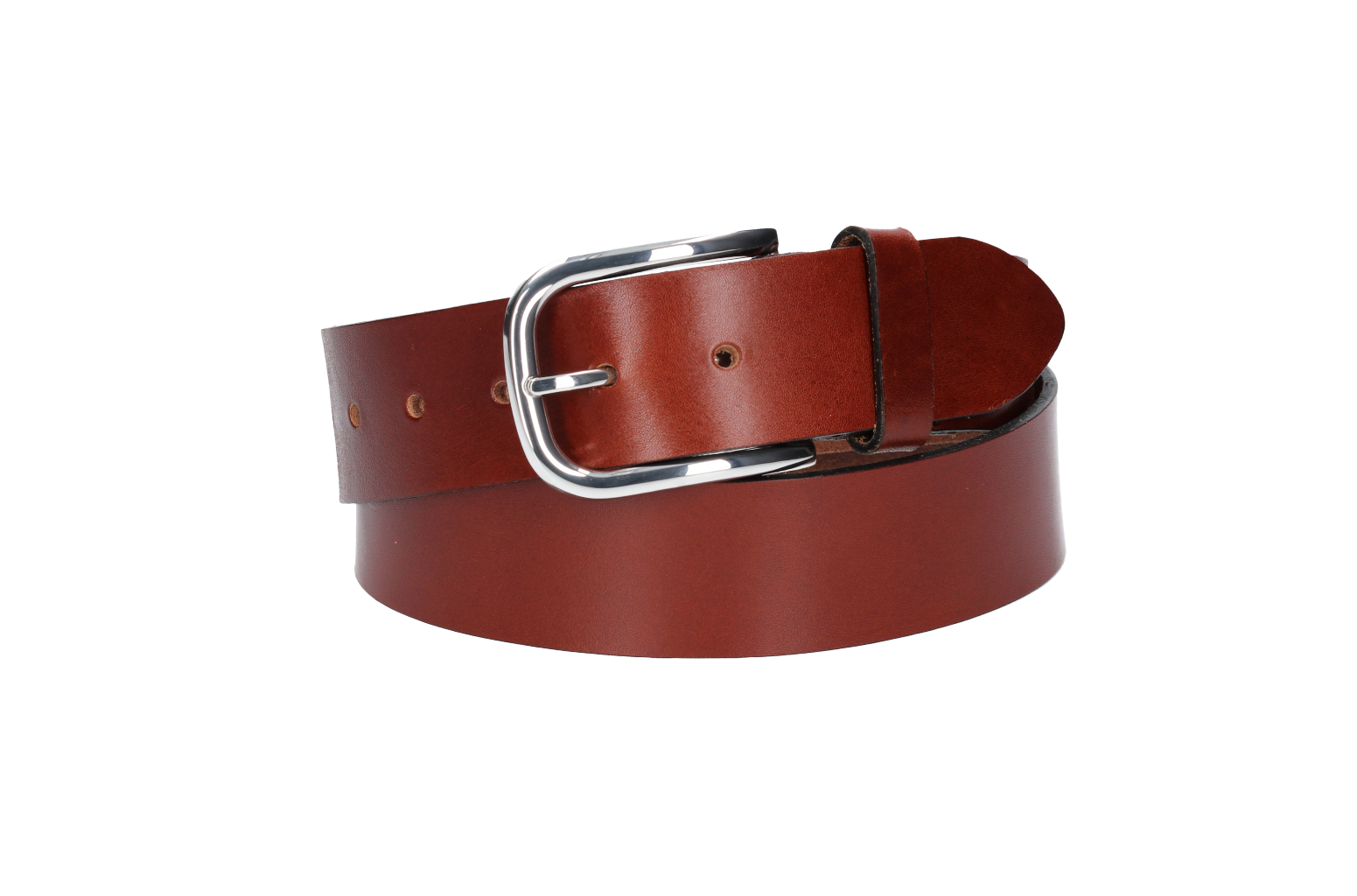 Hochwertiger Ledergürtel 40mm in Cognac mit Schließe satiniert - leder-accessoires.com