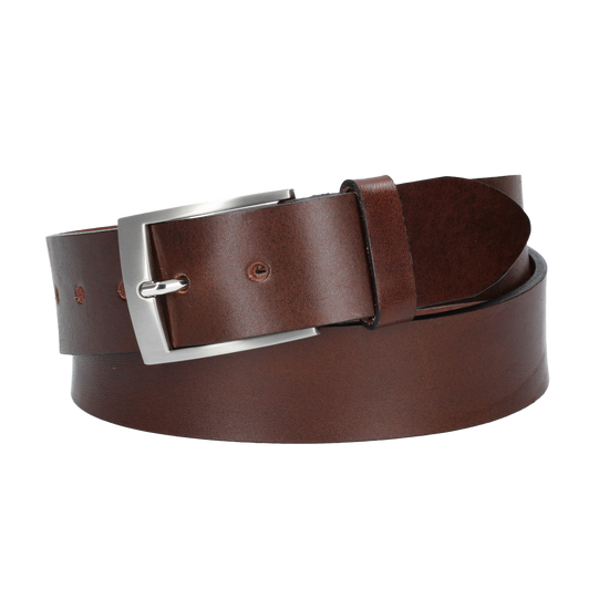 Hochwertiger Ledergürtel 40mm in Braun mit Schließe satiniert - leder-accessoires.com