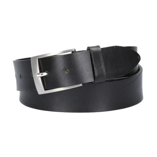 Hochwertiger Ledergürtel 40mm in Schwarz mit Schließe satiniert - leder-accessoires.com