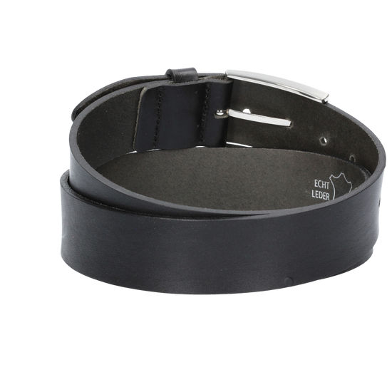 Hochwertiger Ledergürtel 40mm in Schwarz mit Schließe satiniert - leder-accessoires.com
