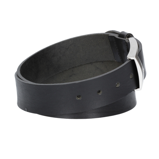 Hochwertiger Ledergürtel 40mm in Schwarz mit Schließe satiniert - leder-accessoires.com