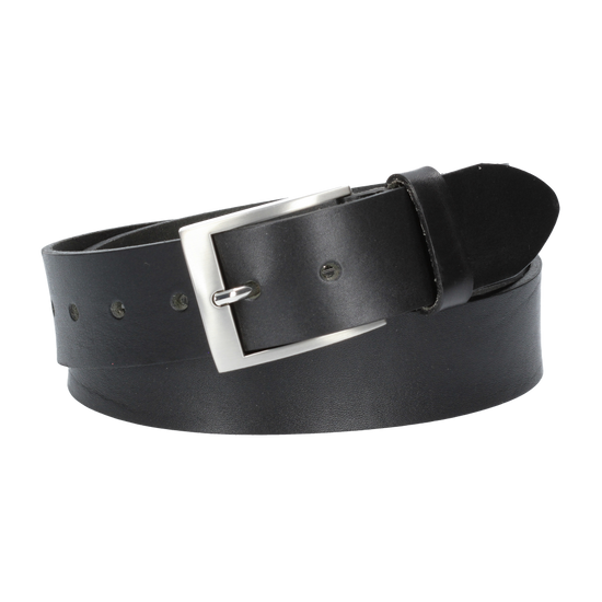 Hochwertiger Ledergürtel 40mm in Schwarz mit Schließe satiniert - leder-accessoires.com