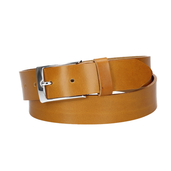 Hochwertiger Ledergürtel 35mm in Senfgelb|Gelb mit Schließe Hochglanz - leder-accessoires.com