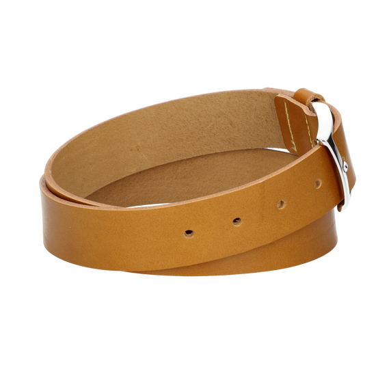 Hochwertiger Ledergürtel 35mm in Senfgelb|Gelb mit Schließe Hochglanz - leder-accessoires.com
