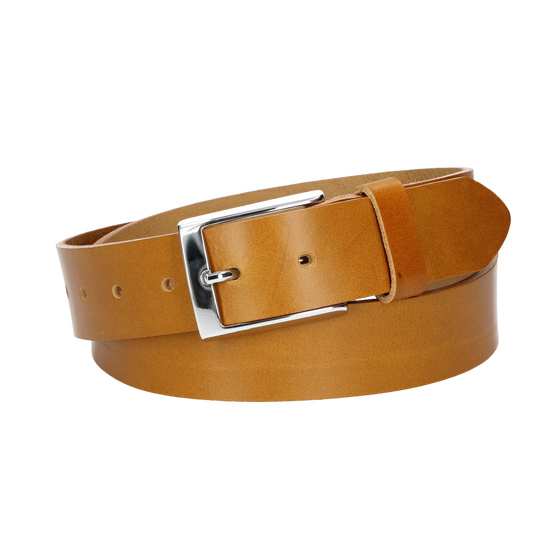 Hochwertiger Ledergürtel 35mm in Senfgelb|Gelb mit Schließe Hochglanz - leder-accessoires.com
