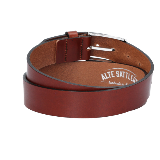 Hochwertiger Ledergürtel 35mm in Cognac mit Schließe Hochglanz - leder-accessoires.com