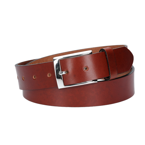 Hochwertiger Ledergürtel 35mm in Cognac mit Schließe Hochglanz - leder-accessoires.com