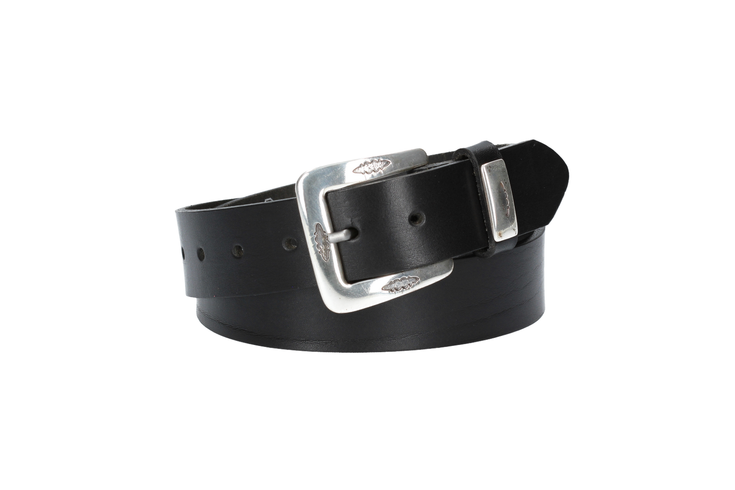 Hochwertiger Ledergürtel 35mm in Schwarz mit Western-Schließe in Silber