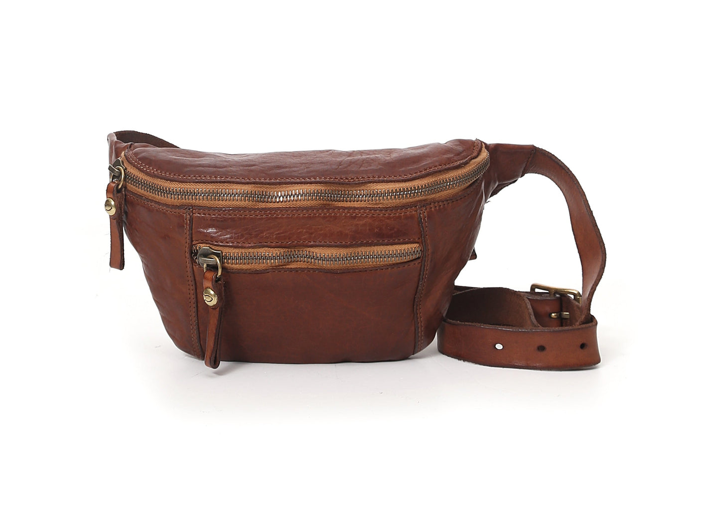 Gürteltasche „Sambuco“ aus Leder in Cognac