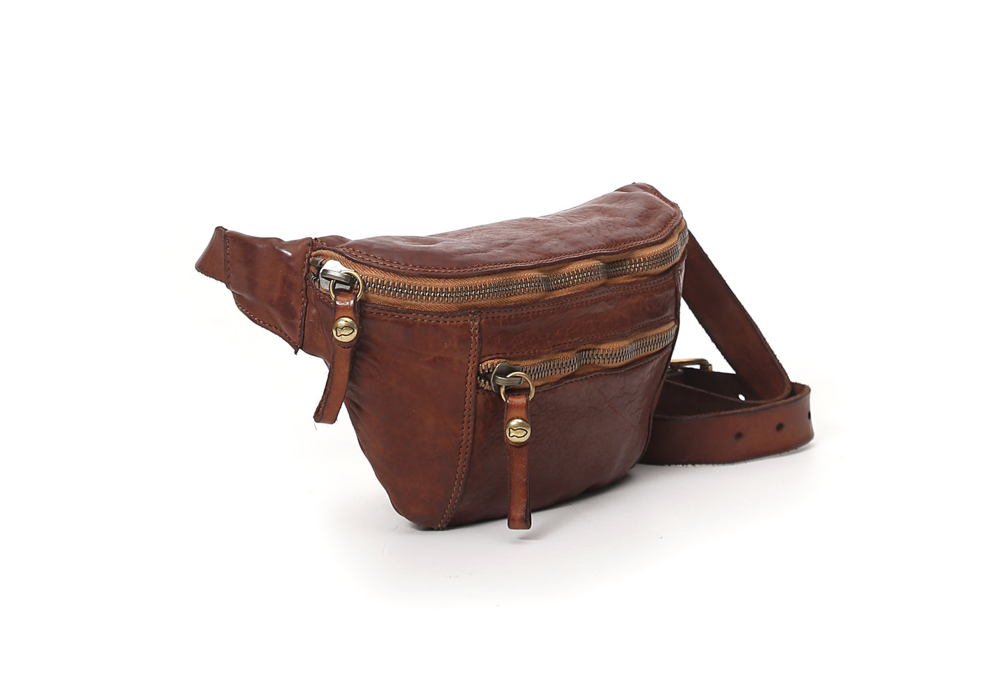 Gürteltasche „Sambuco“ aus Leder in Cognac