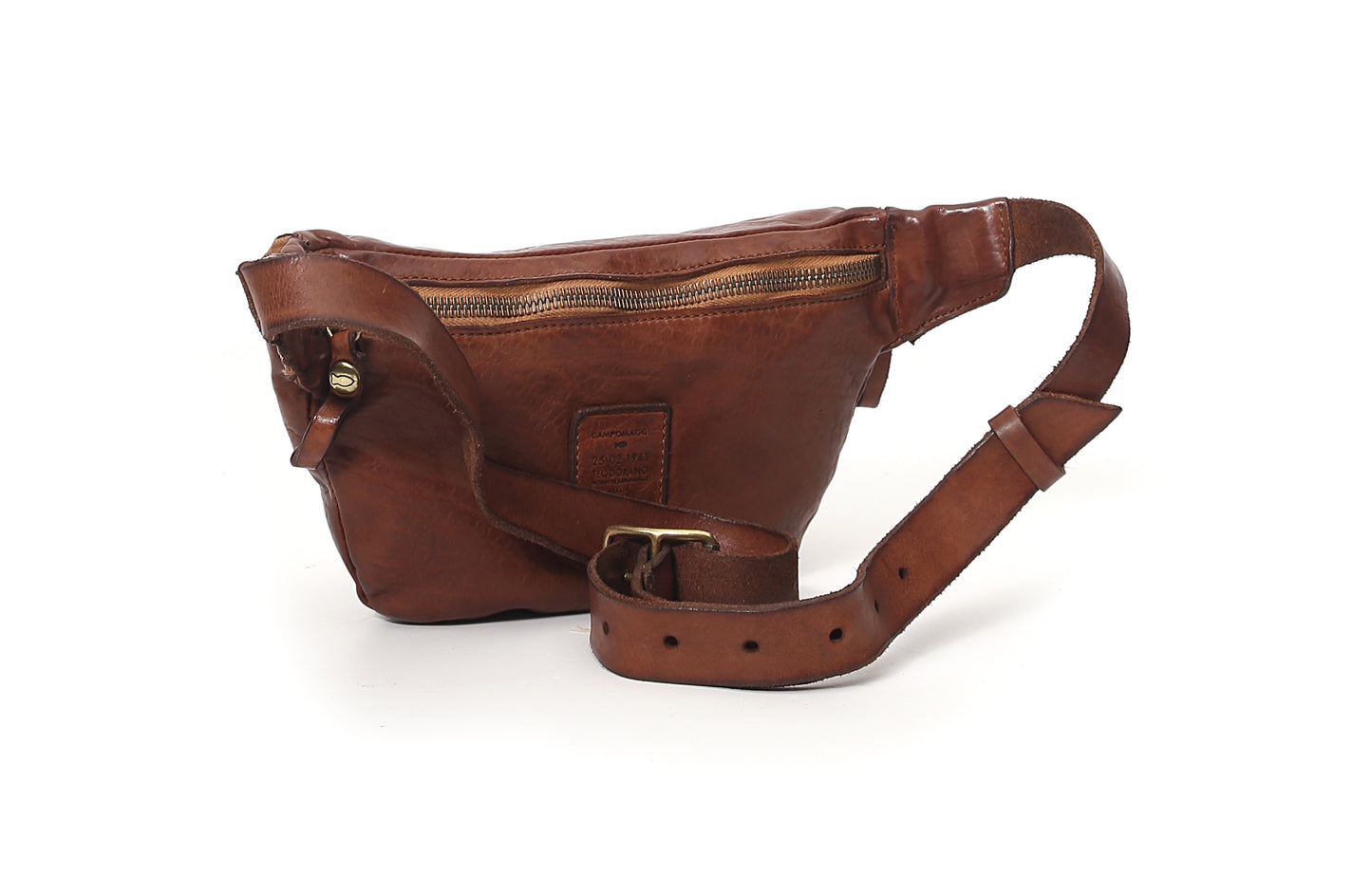 Gürteltasche „Sambuco“ aus Leder in Cognac