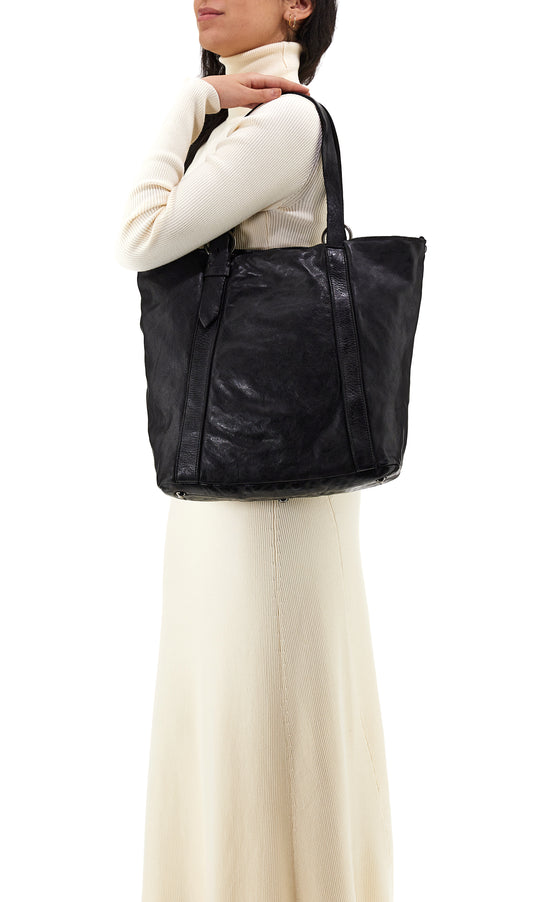 Shopper in Schwarz aus Leder - leder-accessoires.com