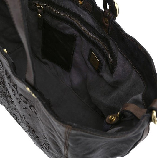 Shopper in Grau aus Leder mit Erweiterung - leder-accessoires.com
