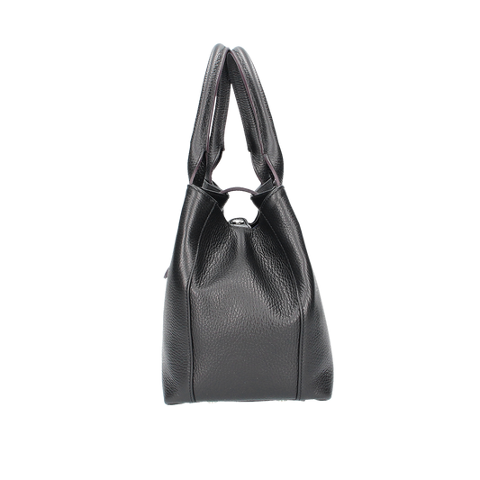 Kurzgrifftasche mit Lasche in Schwarz aus Leder - leder-accessoires.com