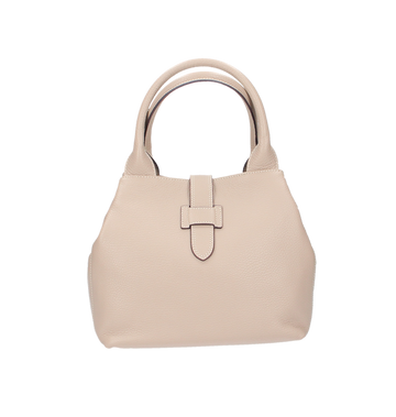 Kurzgrifftasche mit Lasche in Natur|Beige aus Leder