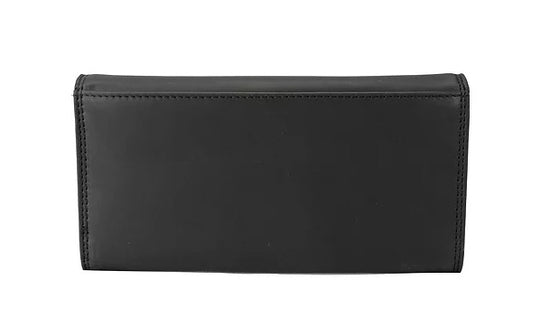 Langbörse aus Leder in Schwarz mit Überschlag und extra viel Kartenfächer - leder-accessoires.com