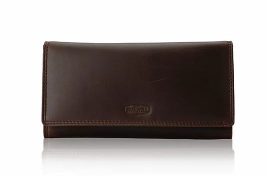 Langbörse aus Leder in Braun mit Überschlag und extra viel Kartenfächer - leder-accessoires.com