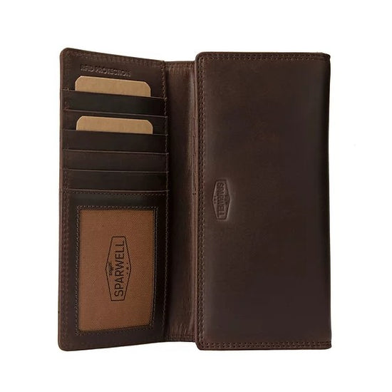 Langbörse aus Leder in Braun mit Überschlag und extra viel Kartenfächer - leder-accessoires.com