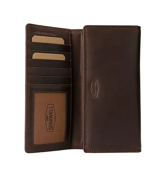 Langbörse aus Leder in Braun mit Überschlag und extra viel Kartenfächer - leder-accessoires.com