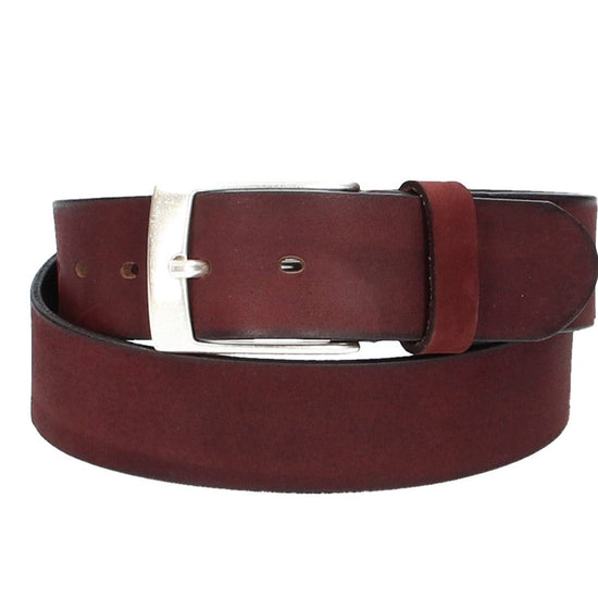Ledergürtel Rot|Bordeaux 40mm mit Dornschließe in Silber - leder-accessoires.com