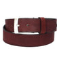 Ledergürtel Rot|Bordeaux 40mm mit Dornschließe in Silber