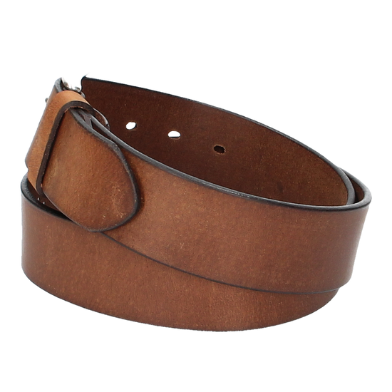Ledergürtel Light Brown 40mm mit Dornschließe in Silber - leder-accessoires.com