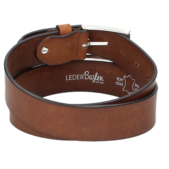 Ledergürtel Light Brown 40mm mit Dornschließe in Silber - leder-accessoires.com
