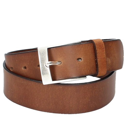 Ledergürtel Light Brown 40mm mit Dornschließe in Silber - leder-accessoires.com