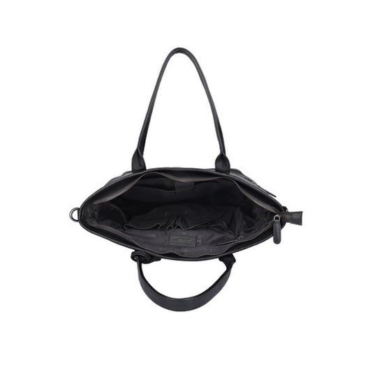 Ledershopper in Schwarz mit Reißverschluss und Vortaschen