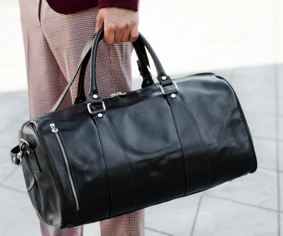 Reisetasche in Schwarz aus Leder - leder-accessoires.com