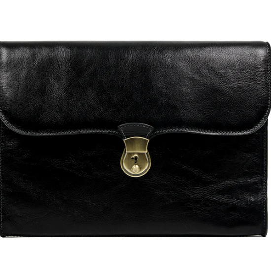Aktentasche|Dokumentenmappe aus Leder in Schwarz - leder-accessoires.com