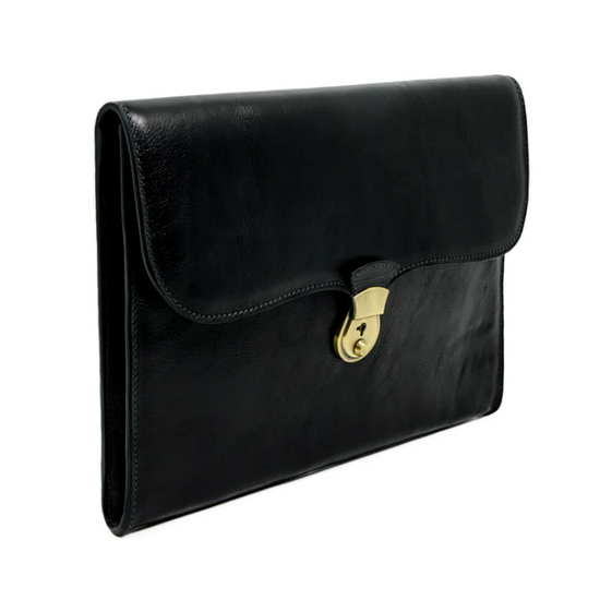 Aktentasche|Dokumentenmappe aus Leder in Schwarz - leder-accessoires.com
