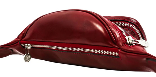 Gürteltasche|Bodybag aus Leder in Rot mit Reißverschluss und Vortasche - leder-accessoires.com