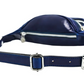 Gürteltasche|Bodybag aus Leder in Blau mit Reißverschluss und Vortasche