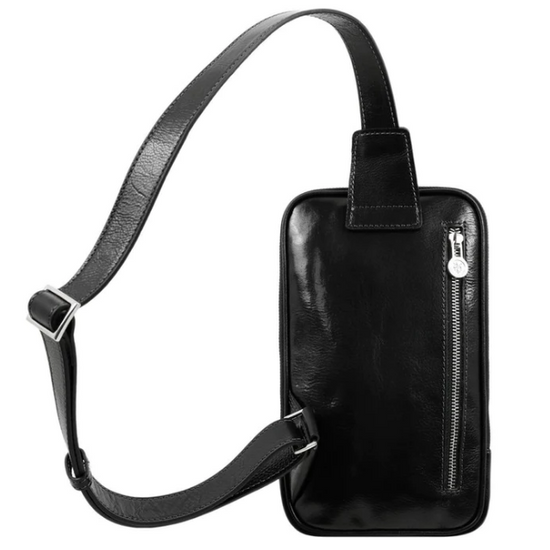 Gürteltasche|Bodybag klein aus Leder in Schwarz - leder-accessoires.com