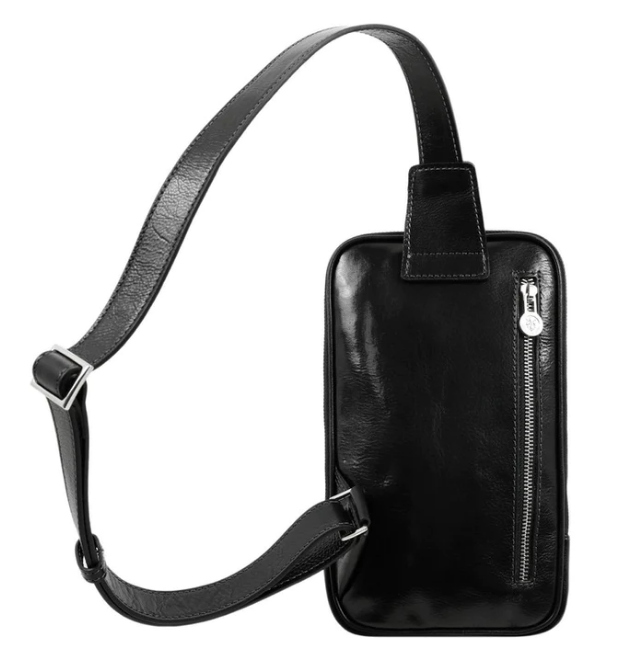 Gürteltasche|Bodybag klein aus Leder in Schwarz
